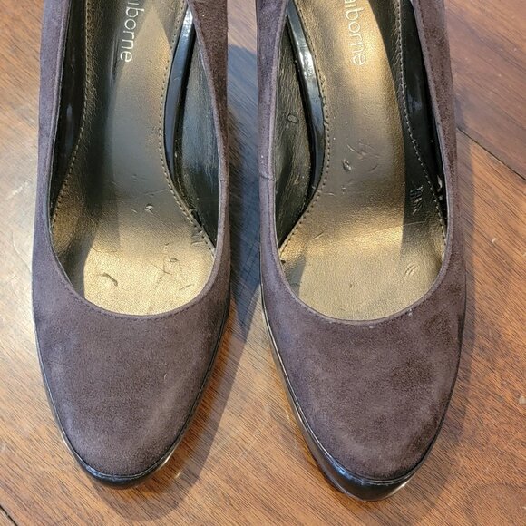 Liz Claiborne Brown Suede/Leather Stiletto Heels/Pumps - Picture 4 of 14